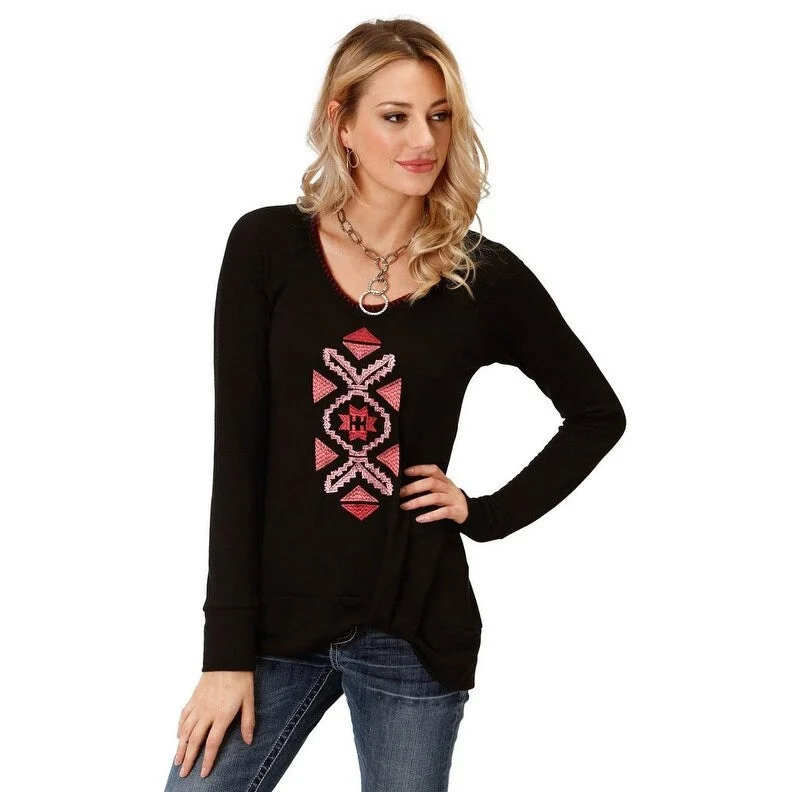 Printed ShirtsRoper Western Shirt Women L/S Stitch Aztec Black 03-038-0513-7065 BL