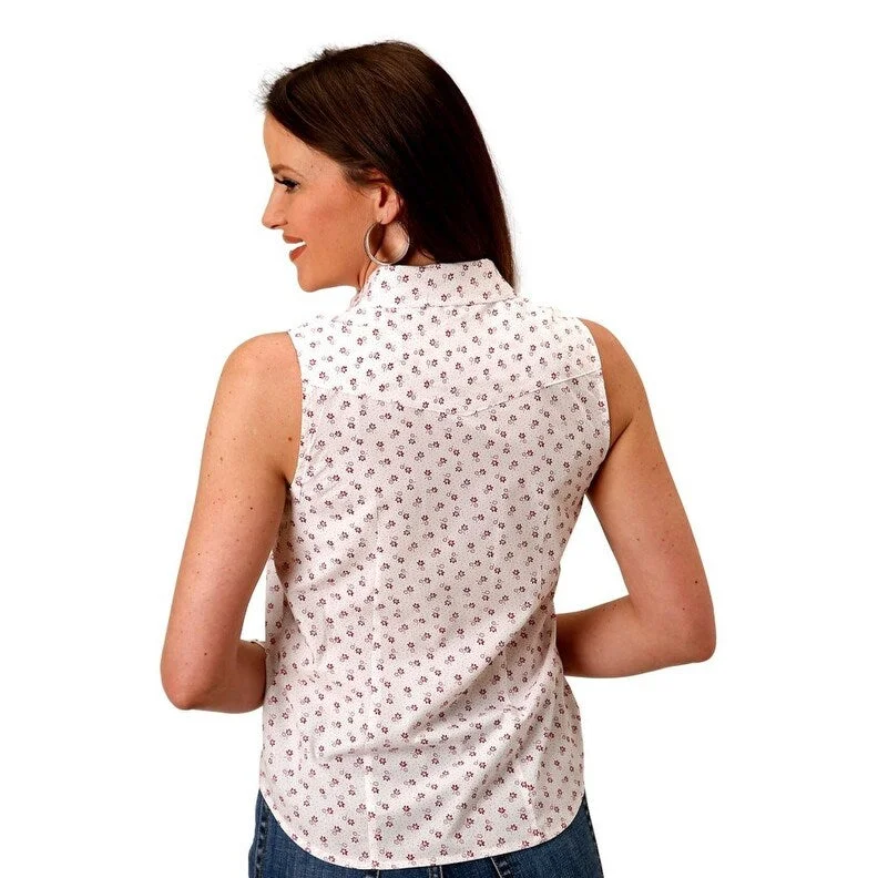 Fitted ShirtsRoper Western Shirt Women Sleeveless Printed White 01-052-0019-3057 WH