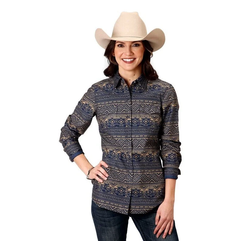 Wrap ShirtsRoper Western Shirt Womens L/S Aztec Snap Blue 03-050-0067-1010 BU