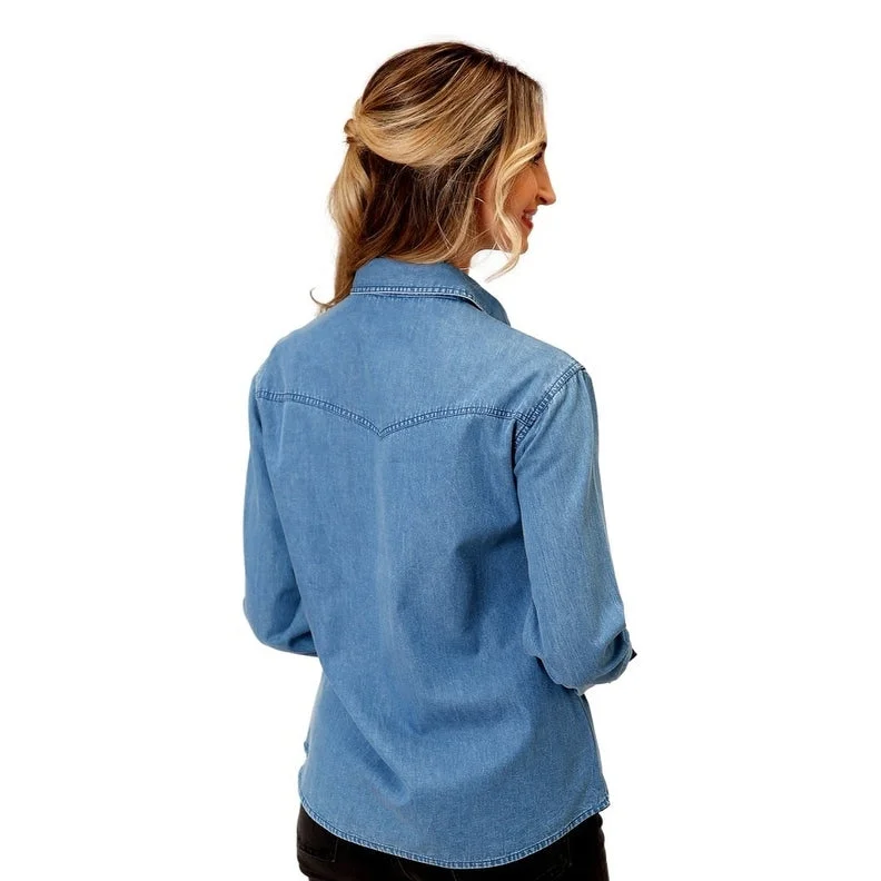 Cycling ShirtsRoper Western Shirt Womens L/S Denim Snap Blue 03-050-0594-2041 BU