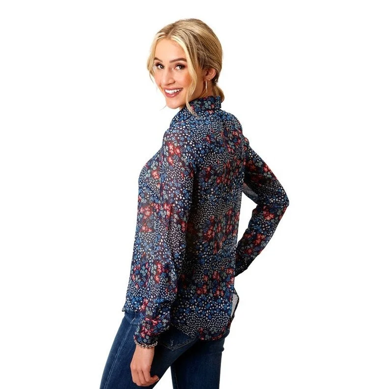 Layered ShirtsRoper Western Shirt Womens L/S Floral Blue 03-050-0590-3011 BU