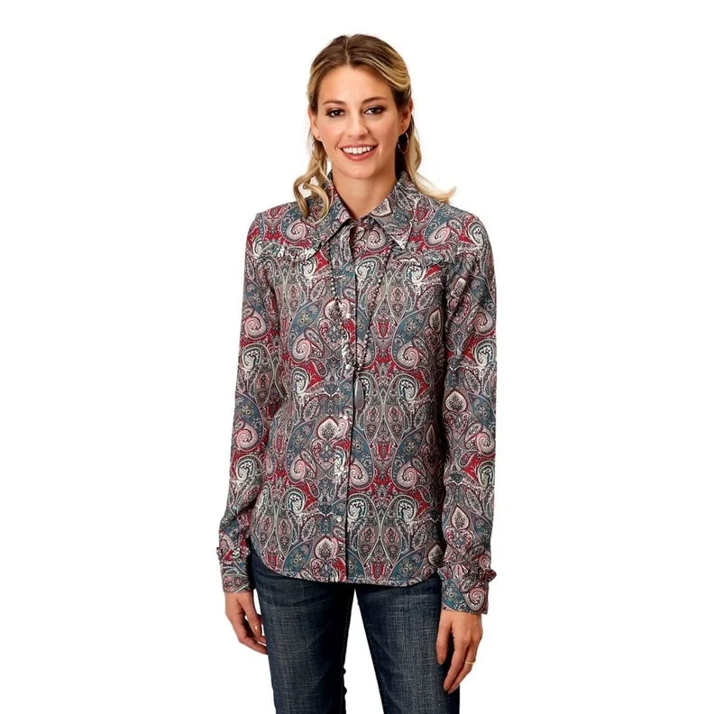 Polka Dot ShirtsRoper Western Shirt Womens L/S Paisley Sage 03-050-0590-7033 GR