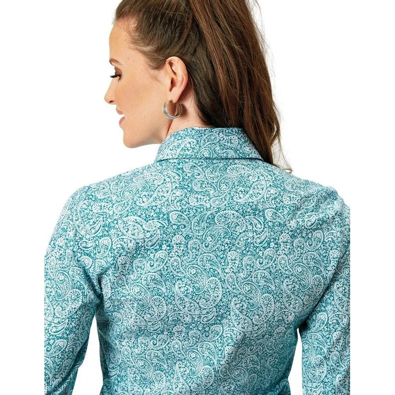 Silk ShirtsRoper Western Shirt Womens L/S Paisley Teal 03-050-0225-2108 GR