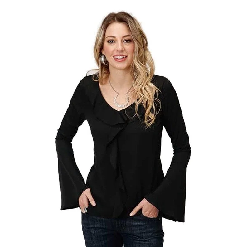 Mesh ShirtsRoper Western Shirt Womens L/S Peasant Black 03-050-0592-1000 BL