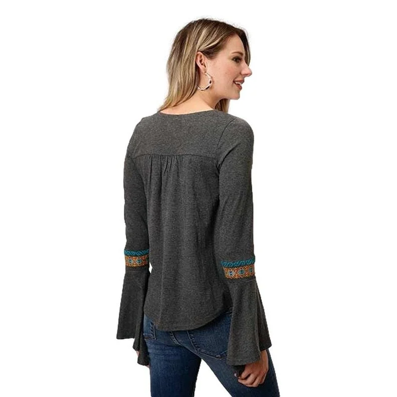 Tunic ShirtsRoper Western Shirt Womens L/S Peasant Gray 03-038-0513-1011 GY