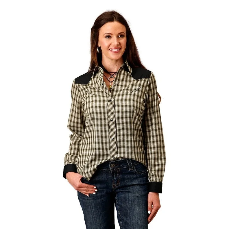 Branded ShirtsRoper Western Shirt Womens L/S Plaid Green 01-050-0087-6038 GR