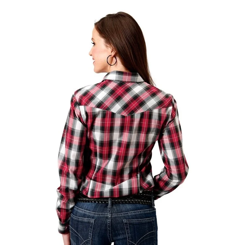 Rayon ShirtsRoper Western Shirt Womens L/S Plaid Red 01-050-0101-1063 RE