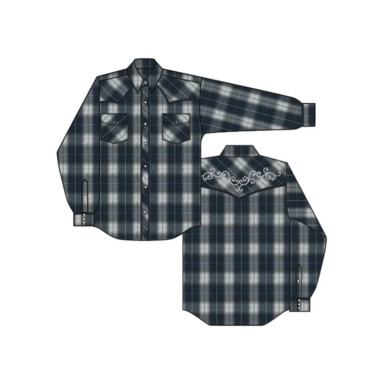 Hip-Hop ShirtsRoper Western Shirt Womens L/S Plaid Snap Blue 01-050-0016-2004 BU