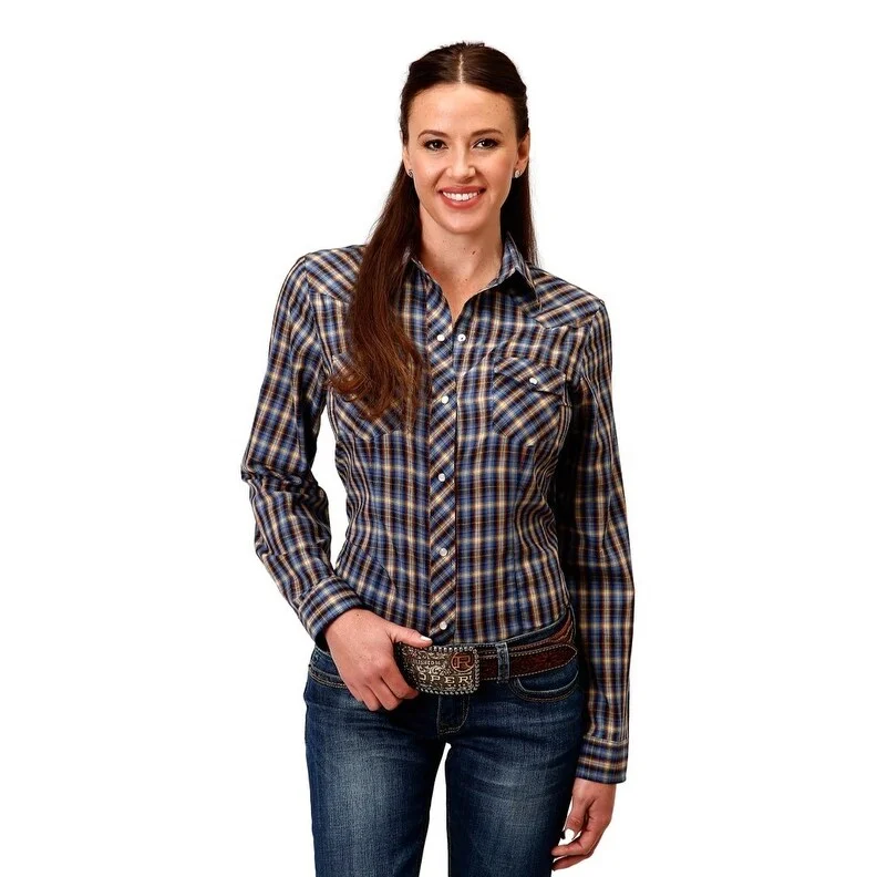 Formal ShirtsRoper Western Shirt Womens L/S Plaid Snap Blue 01-050-0101-6072 BU