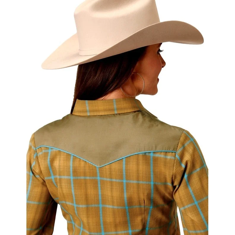 Sheer ShirtsRoper Western Shirt Womens L/S Plaid Snap Yellow 01-050-0024-6042 YE