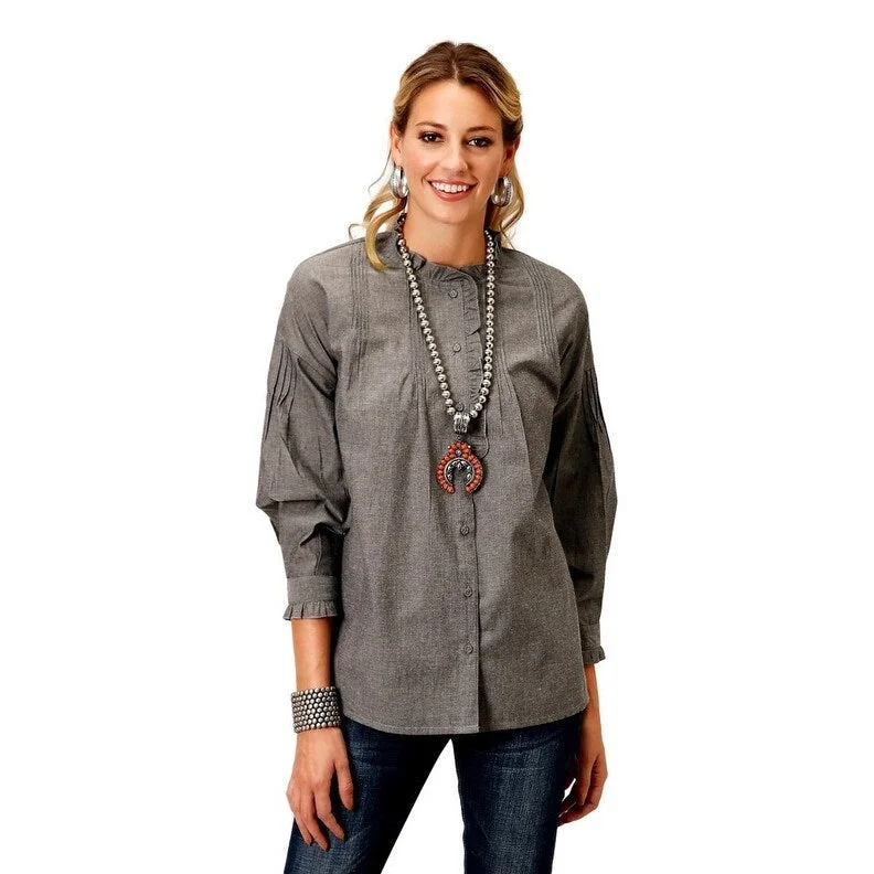 Band Merch ShirtsRoper Western Shirt Womens L/S Pleating Gray 03-050-0592-7000 GY