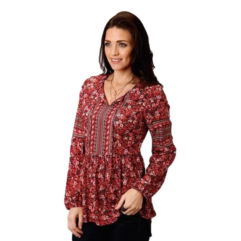 Painted ShirtsRoper Western Shirt Womens L/S Pull Over Red 03-050-0590-7044 RE