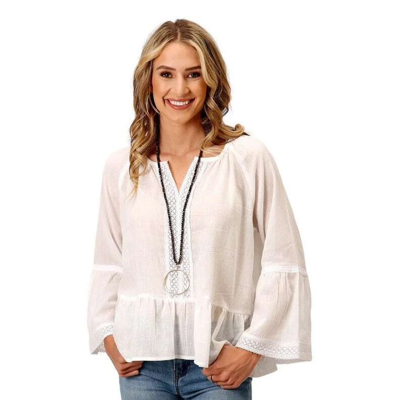 Velvet ShirtsRoper Western Shirt Womens L/S Ruffle White 03-050-0592-3014 WH