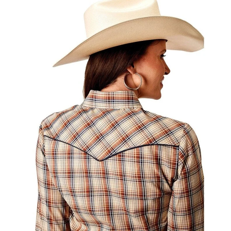 Travel ShirtsRoper Western Shirt Womens L/S Snap Plaid Brown 01-050-0086-3003 BR