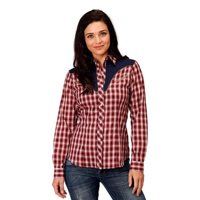 Oversized ShirtsRoper Western Shirt Womens L/S Snap Plaid Red 01-050-0024-4022 RE