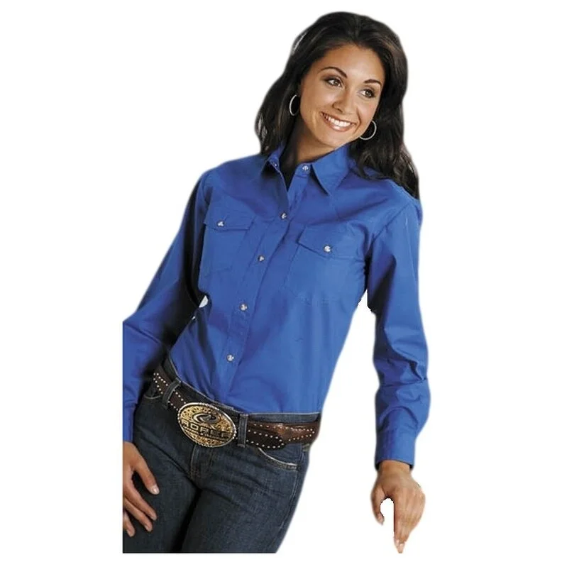 Running ShirtsRoper Western Shirt Womens L/S Snap Solid Royal 03-050-0265-1031 BU