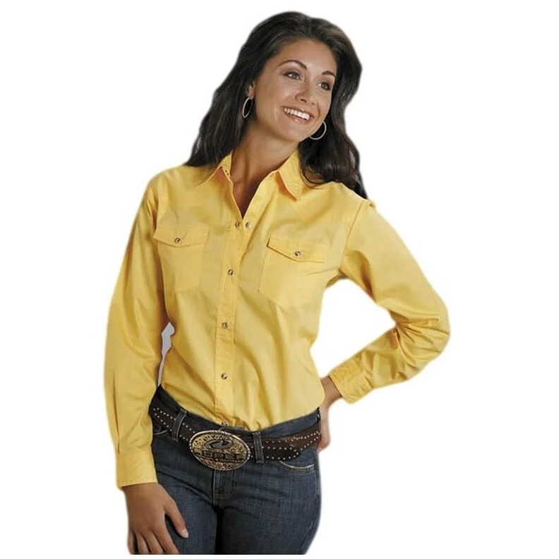 Polka Dot ShirtsRoper Western Shirt Womens L/S Snap Solid Yellow 03-050-0265-1030 YE