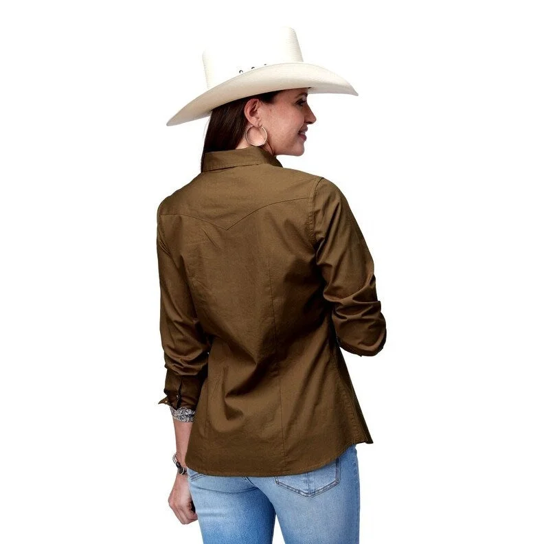 Fringed ShirtsRoper Western Shirt Womens L/S Solid Snap Brown 03-050-0060-0474 BR