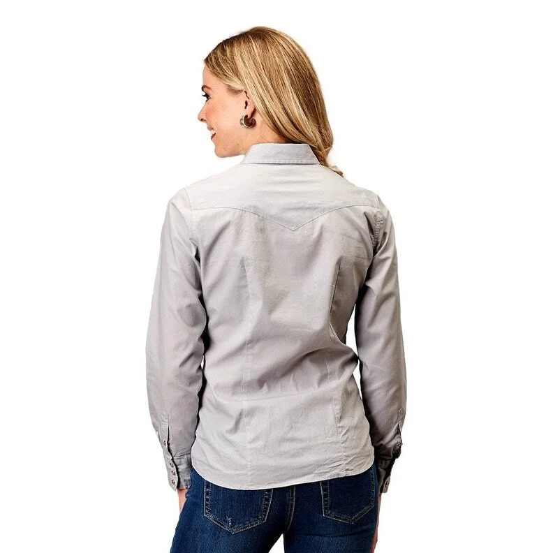 Cashmere ShirtsRoper Western Shirt Womens L/S Solid Snap Gray 03-050-0060-0324 GY