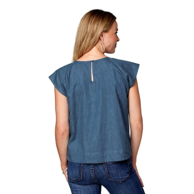 Sleep ShirtsRoper Western Shirt Womens S/S Denim Peasant Blue 03-051-0565-5032 BU