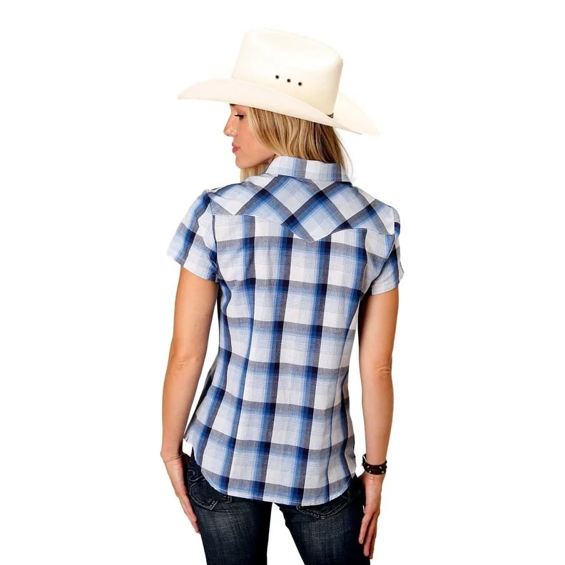 Layered ShirtsRoper Western Shirt Womens S/S Plaid Bias Cut Blue 01-051-0101-0583 BU