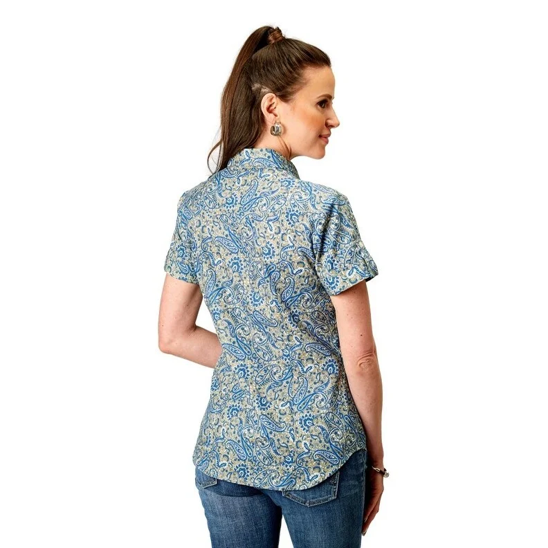 Floral ShirtsRoper Western Shirt Womens S/S Snap Paisley Blue 03-051-0225-2025 BU