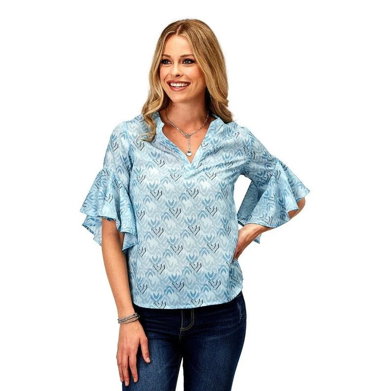 Bamboo ShirtsRoper Western Shirt Womens S/S Studio West Blue 03-051-0590-3073 BU