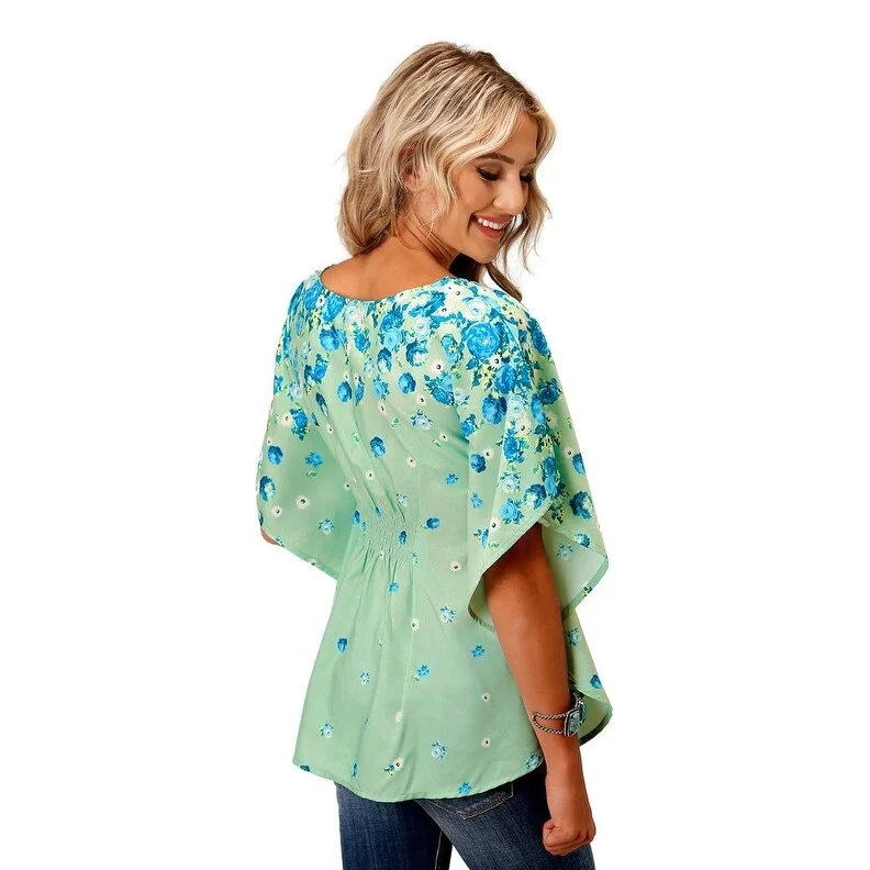 Compression ShirtsRoper Western Shirt Womens S/S Summer Floral Sage 03-051-0590-0574 GR