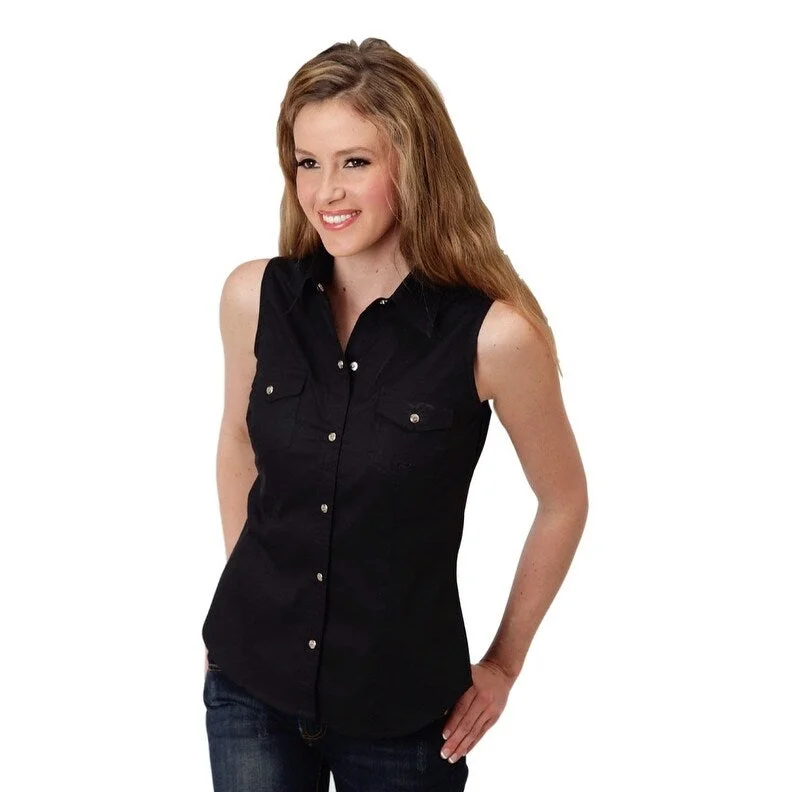 Hemp ShirtsRoper Western Shirt Womens Sleeveless Snap Black 03-052-0265-0017 BL