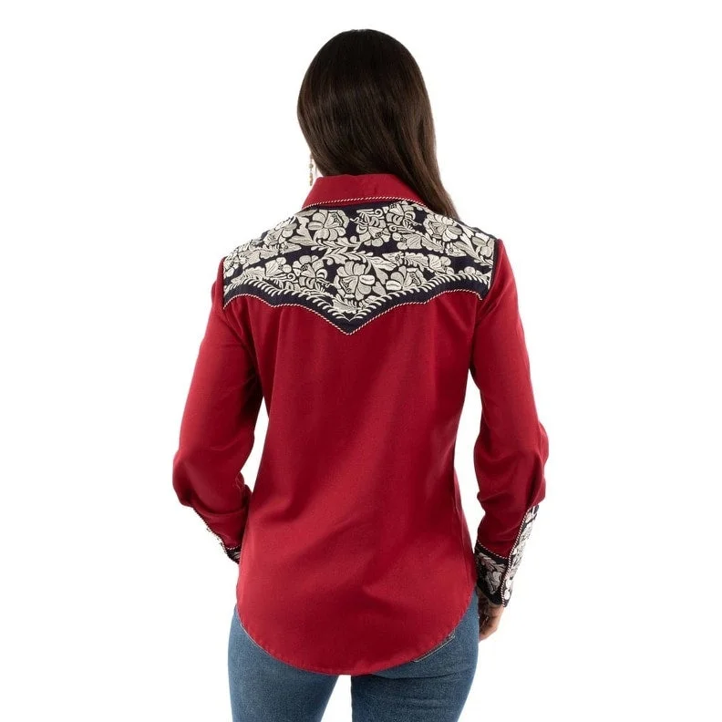 Polka Dot ShirtsScully Western Shirt Womens Long Sleeve Snap Embroidery F0_PL-654