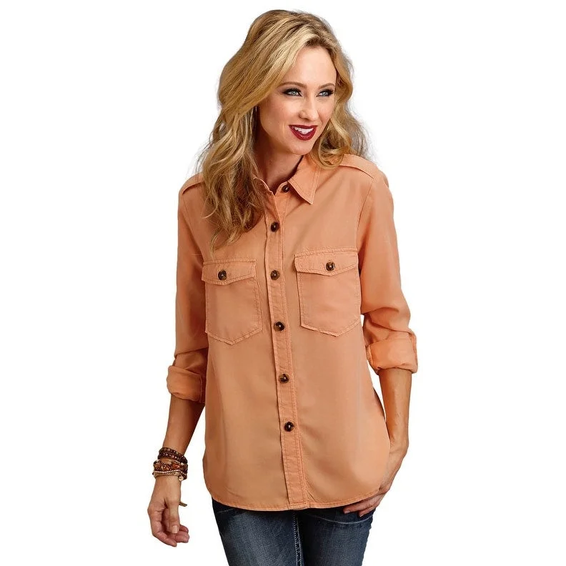 Branded ShirtsStetson Western Shirt Women L/S Solid Button Pleat 11-050-0565-7008 OR