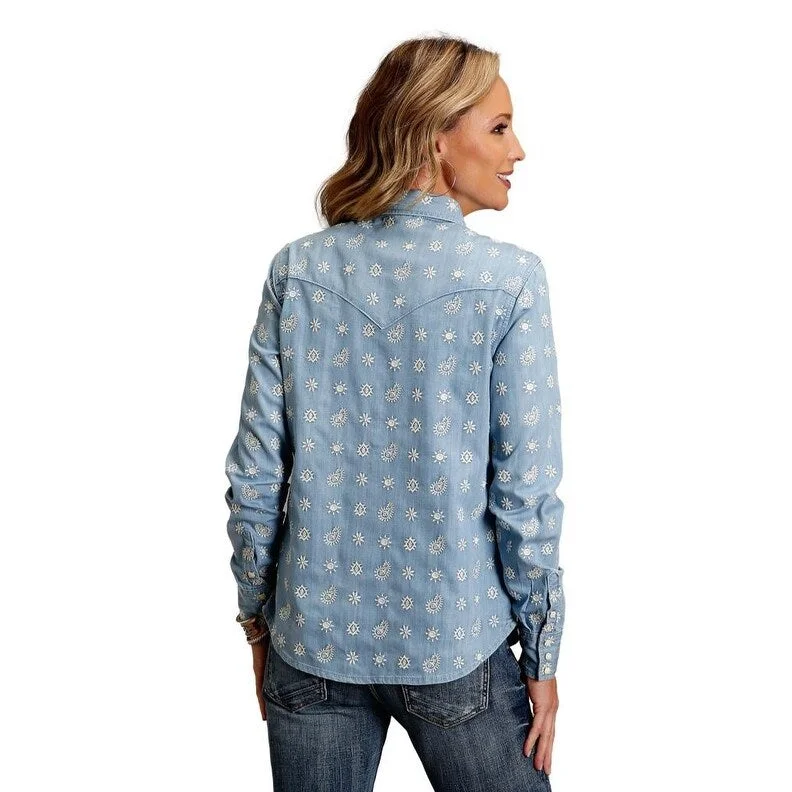 UV-Protection ShirtsStetson Western Shirt Womens L/S Embroidery Blue 11-050-0565-0554 BU