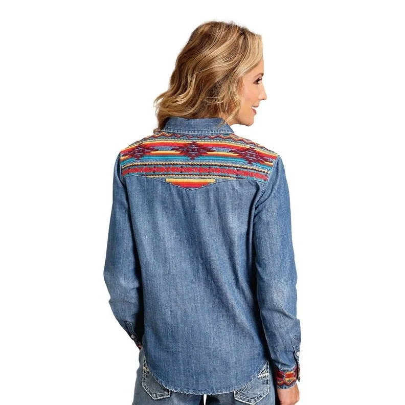 Asymmetrical ShirtsStetson Western Shirt Womens L/S Embroidery Denim 11-050-0565-0551 BU