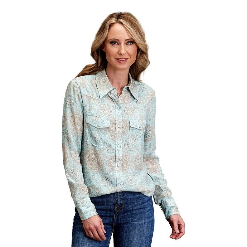 Cultural ShirtsStetson Western Shirt Womens L/S Medallion Aqua 11-050-0590-2014 BU