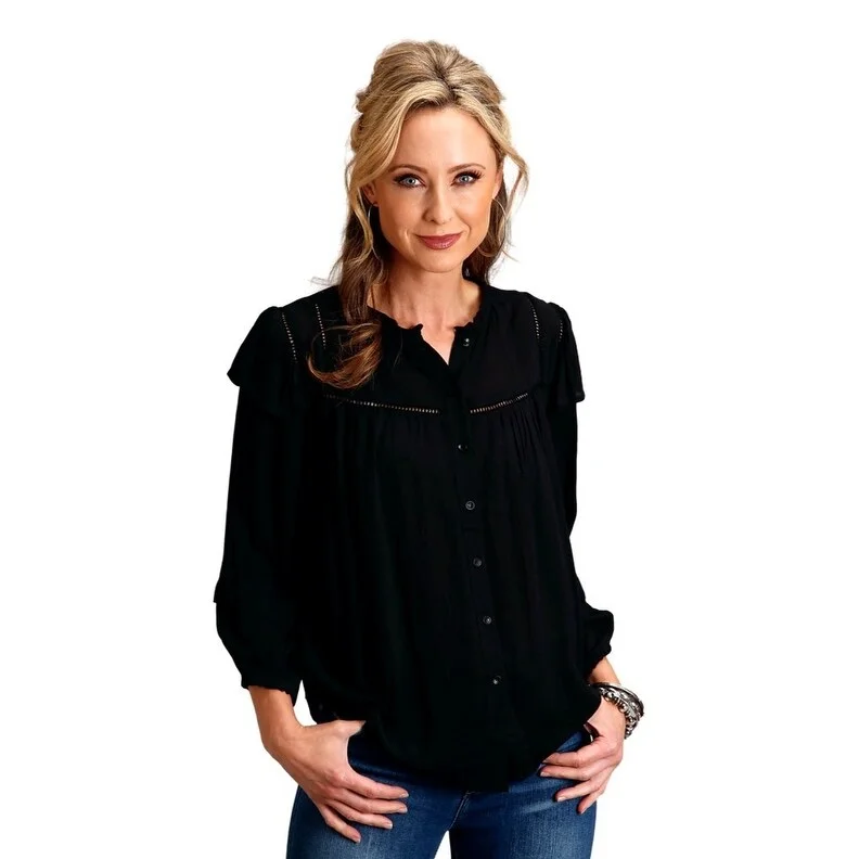 Studded ShirtsStetson Western Shirt Womens L/S Ruffle Black 11-050-0592-7053 BL