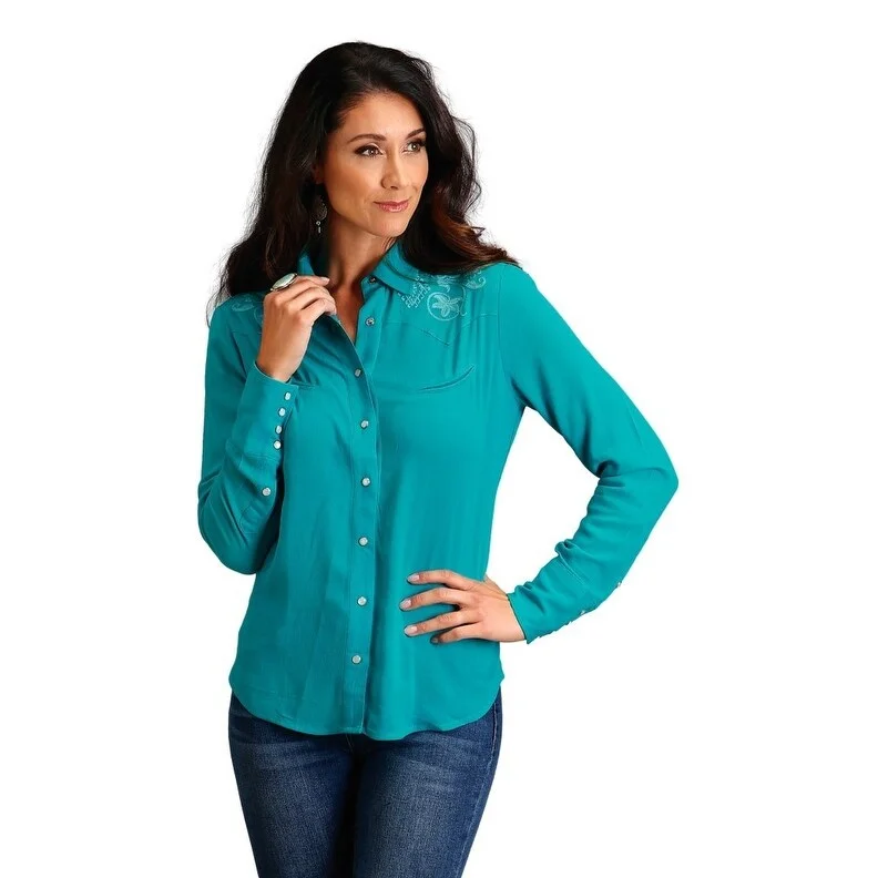 Rainproof ShirtsStetson Western Shirt Womens L/S Snap Turquoise 11-050-0565-0531 BU