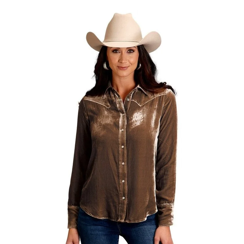 Thermal ShirtsStetson Western Shirt Womens L/S Velvet Khaki 11-050-0539-0111 TA