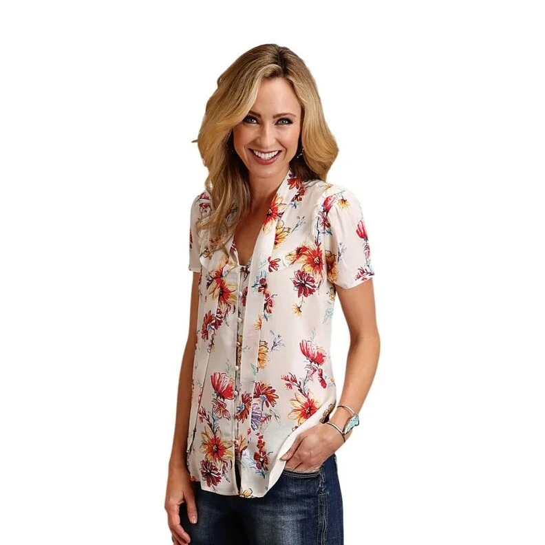 Skateboard ShirtsStetson Western Shirt Womens S/S Floral Cream 11-051-0590-2033 WH