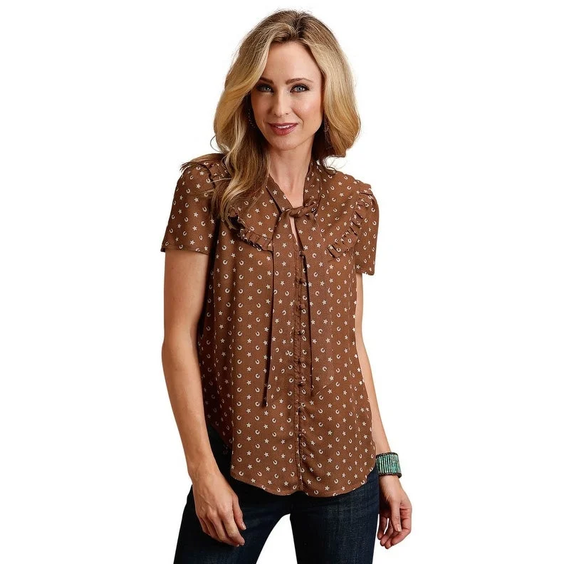 Sleep ShirtsStetson Western Shirt Womens S/S Star Ruffle Brown 11-051-0590-2000 BR