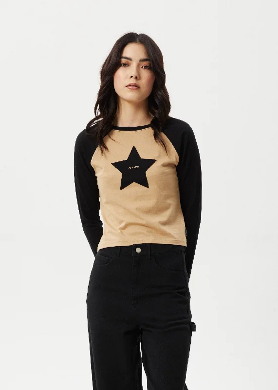 AFENDS Womens Aster Raglan - Long Sleeve Tee - Tan