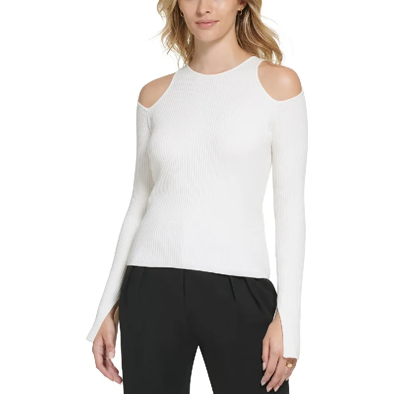 Calvin Klein Womens Long Sleeve Ribbed Cold Shoulder