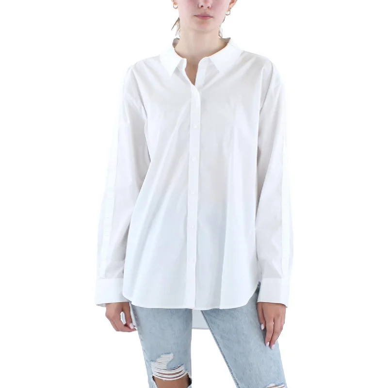 DKNY Womens Collar Long Sleeve Button-Down Top