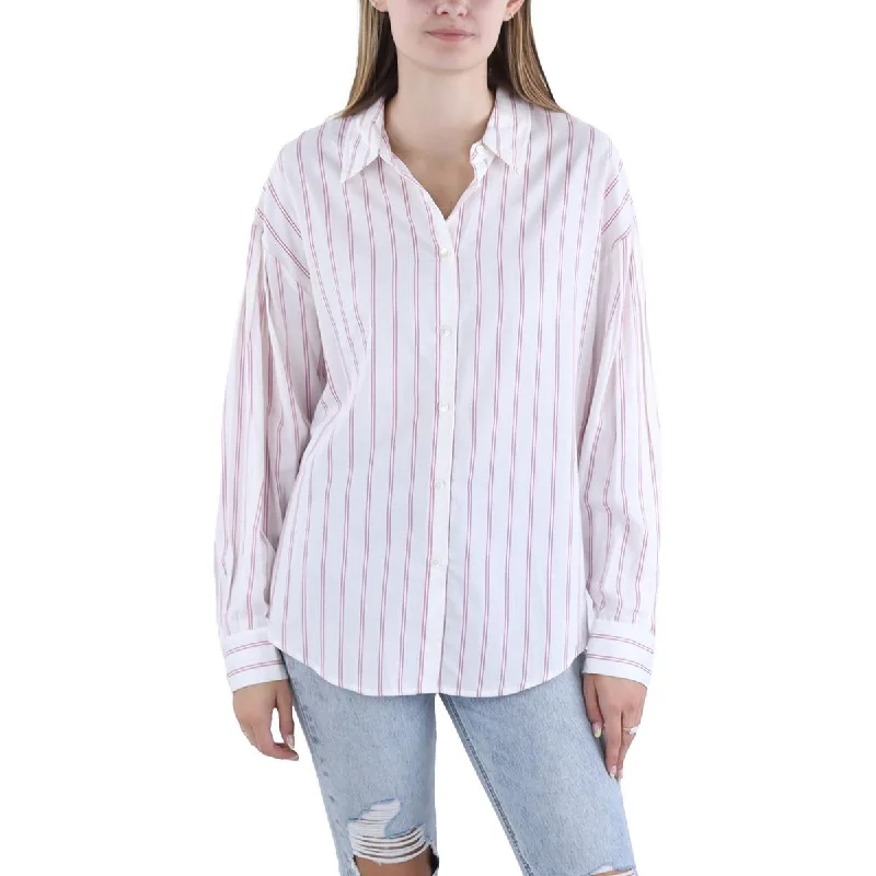 Elie Tahari Womens Striped Long Sleeve Button-Down Top