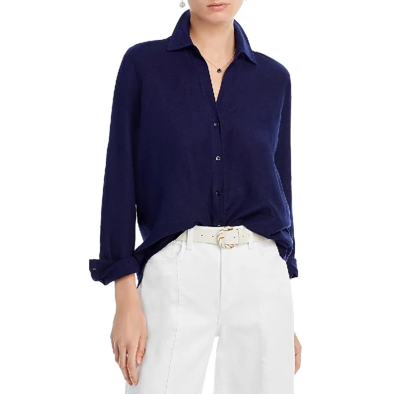 L'Agence Womens Nina Collar Long Sleeve Button-Down Top