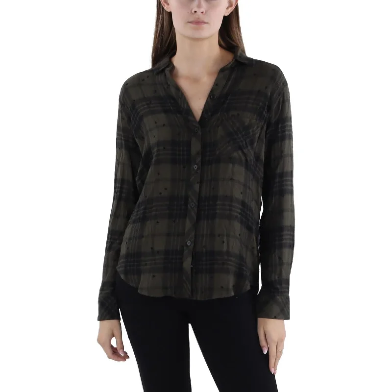 Rails Womens Hunter Plaid Long Sleeve Button-Down Top