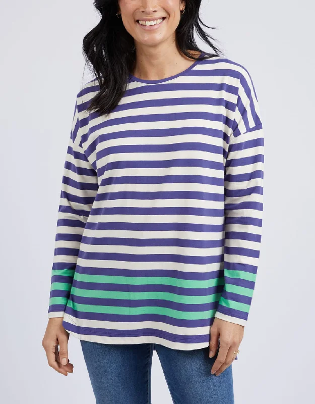 Turn Back Long Sleeve Tee - Indigo/Pearl Stripe