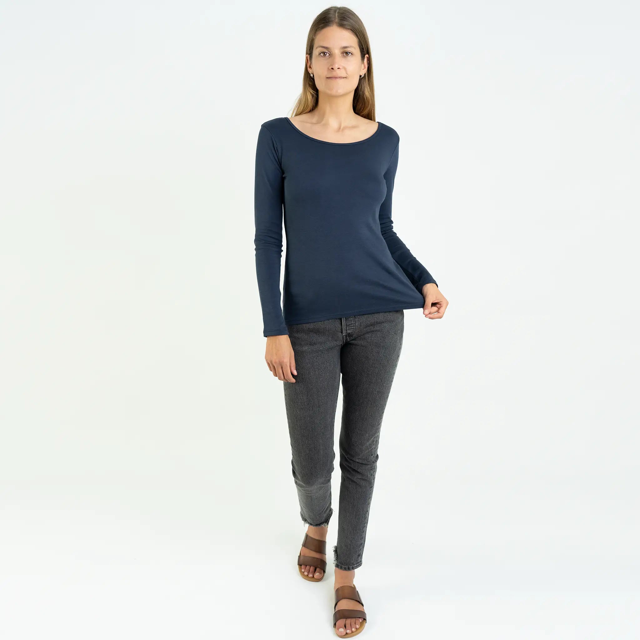 Women's Organic Pima Cotton Scoop Neck Long Sleeve