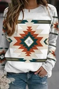 AZTEC Retro Print Long Sleeve Round Neck