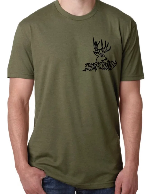 Buck Wild Military Green T-shirt With Small Buckwild Logo