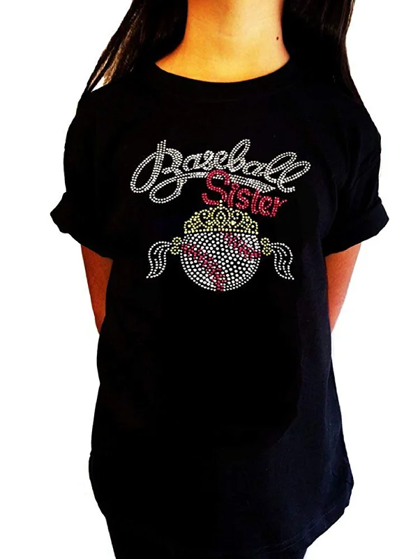 Girls Rhinestone T-Shirt " Baseball Sister with Tiara " Size 3 to 14 Available